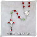 Religious 6mm Section Transparent Painting Glass Bead Rosary (IO-cr378)